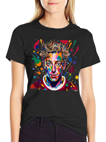 Camiseta Negra con Diseño Abstracto de Cara