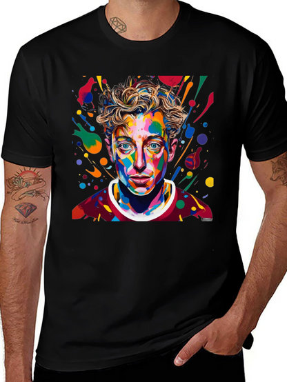 Camiseta Negra con Diseño Abstracto de Cara