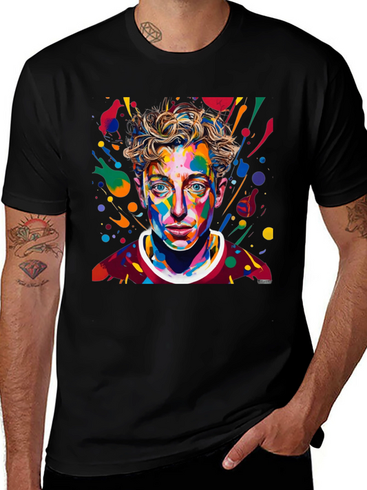 Camiseta Negra con Diseño Abstracto de Cara