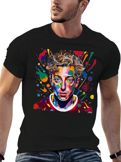 Camiseta Negra con Diseño Abstracto de Cara