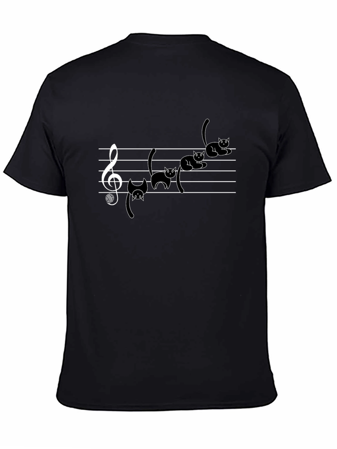 Camiseta Negra con Gatos Musicales