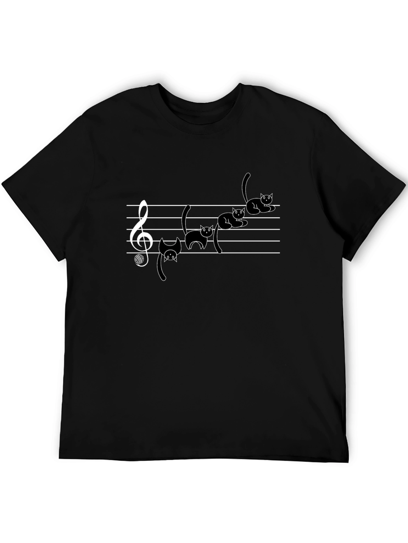 Camiseta Negra con Gatos Musicales