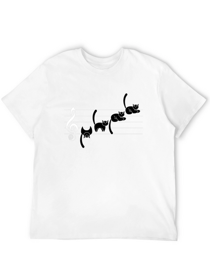 Camiseta Negra con Gatos Musicales