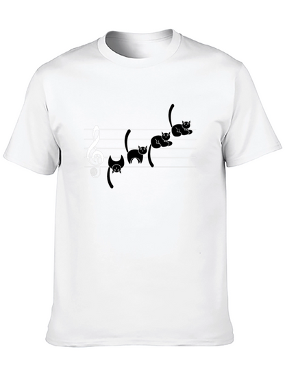 Camiseta Negra con Gatos Musicales
