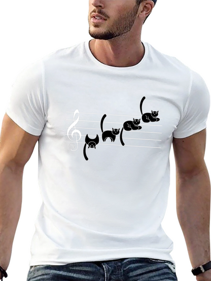 Camiseta Negra con Gatos Musicales