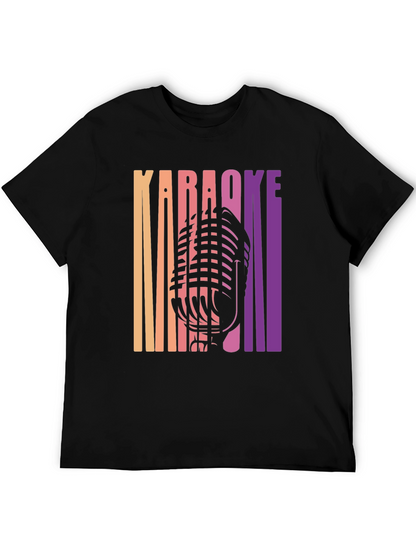 Camiseta Negra Karaoke Retro para Hombre