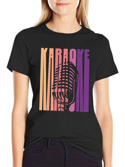 Camiseta Negra Karaoke Retro para Hombre