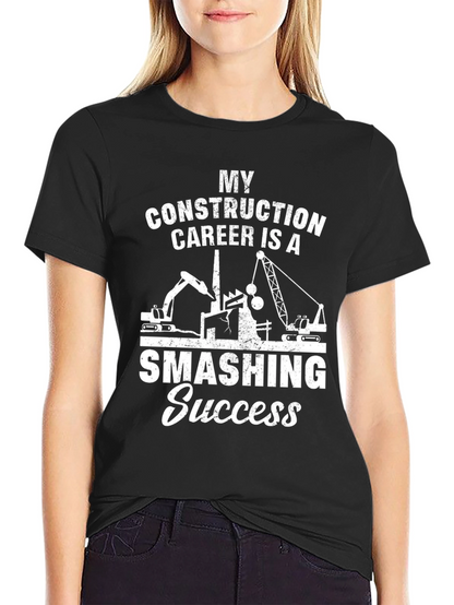 Camiseta Negra: Éxito Demolición en Construcción