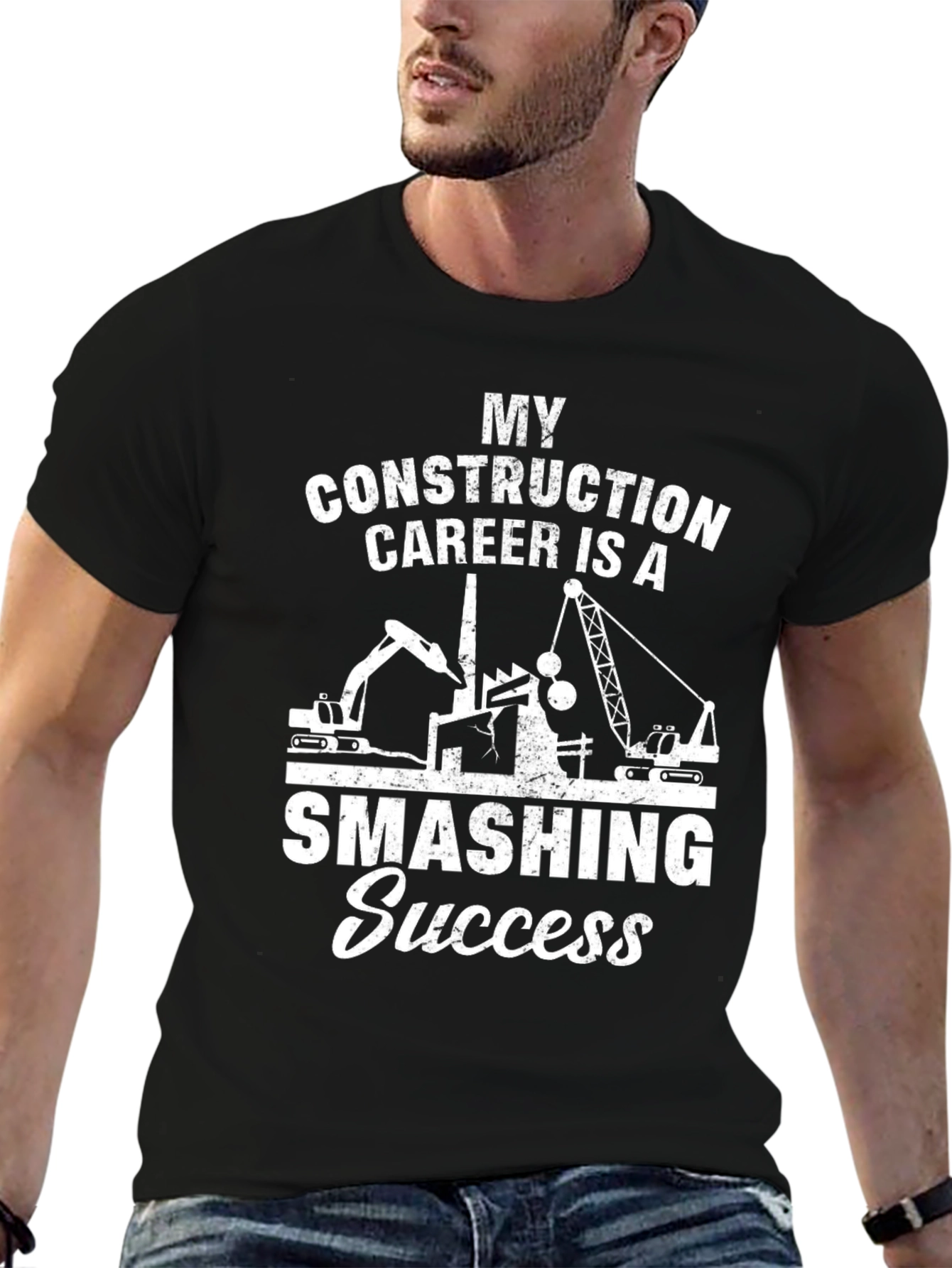 Camiseta Negra: Éxito Demolición en Construcción