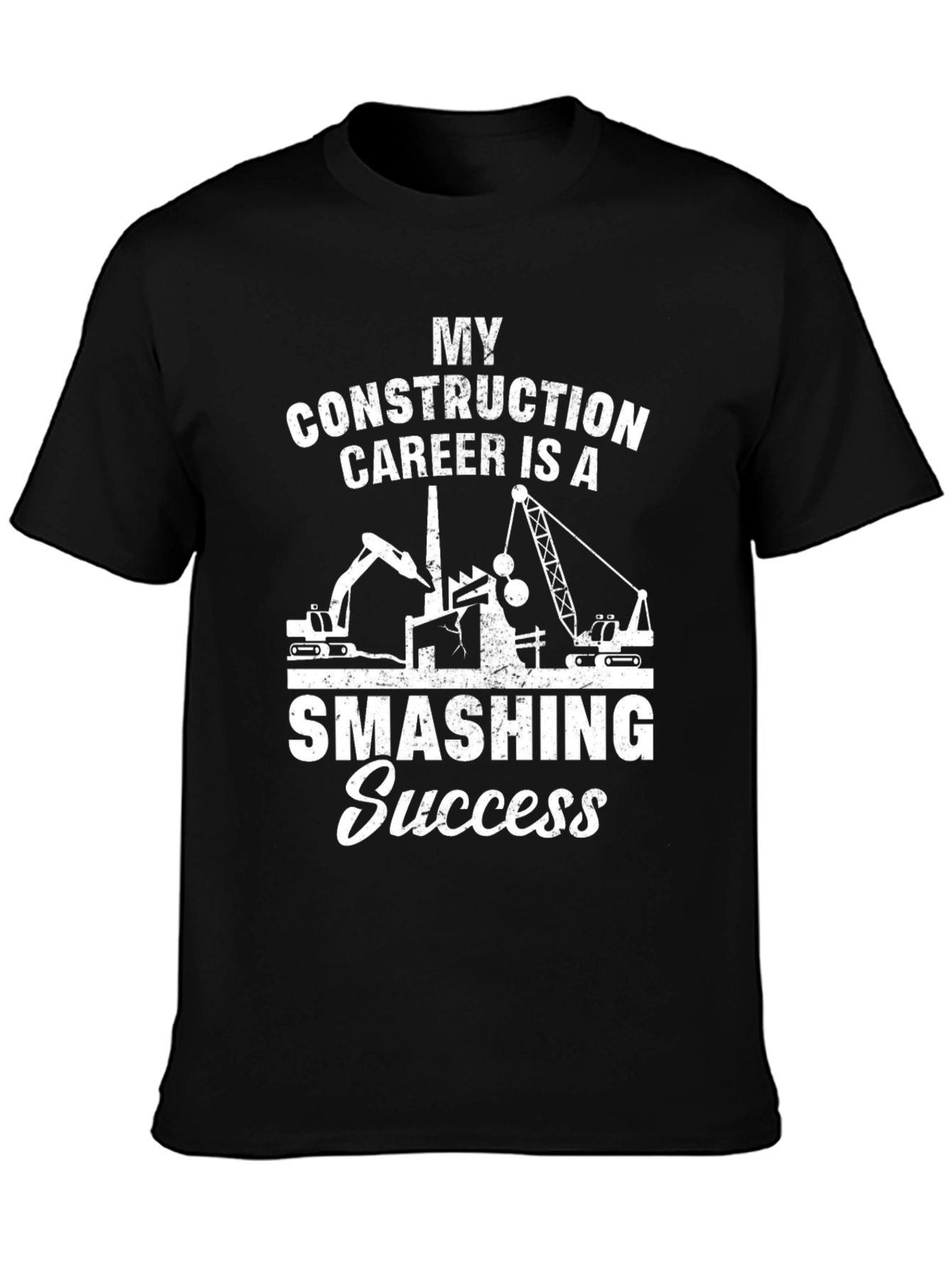 Camiseta Negra: Éxito Demolición en Construcción