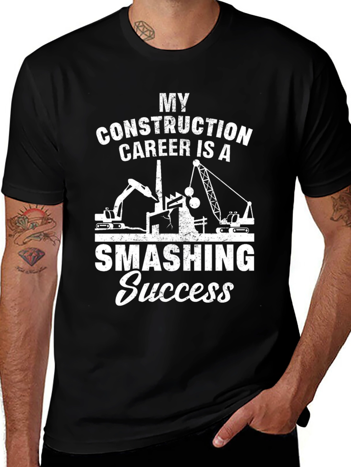 Camiseta Negra: Éxito Demolición en Construcción