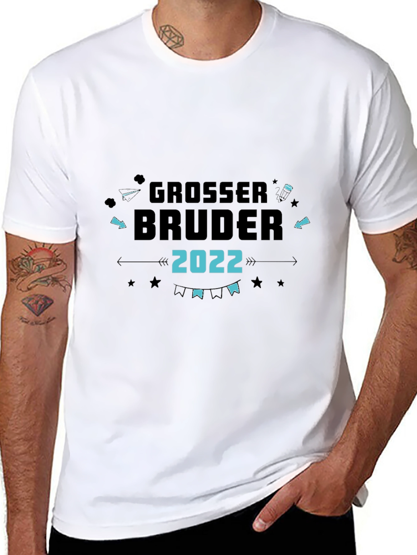 Camiseta Negra Grosser Bruder 2022 para Hermano Mayor