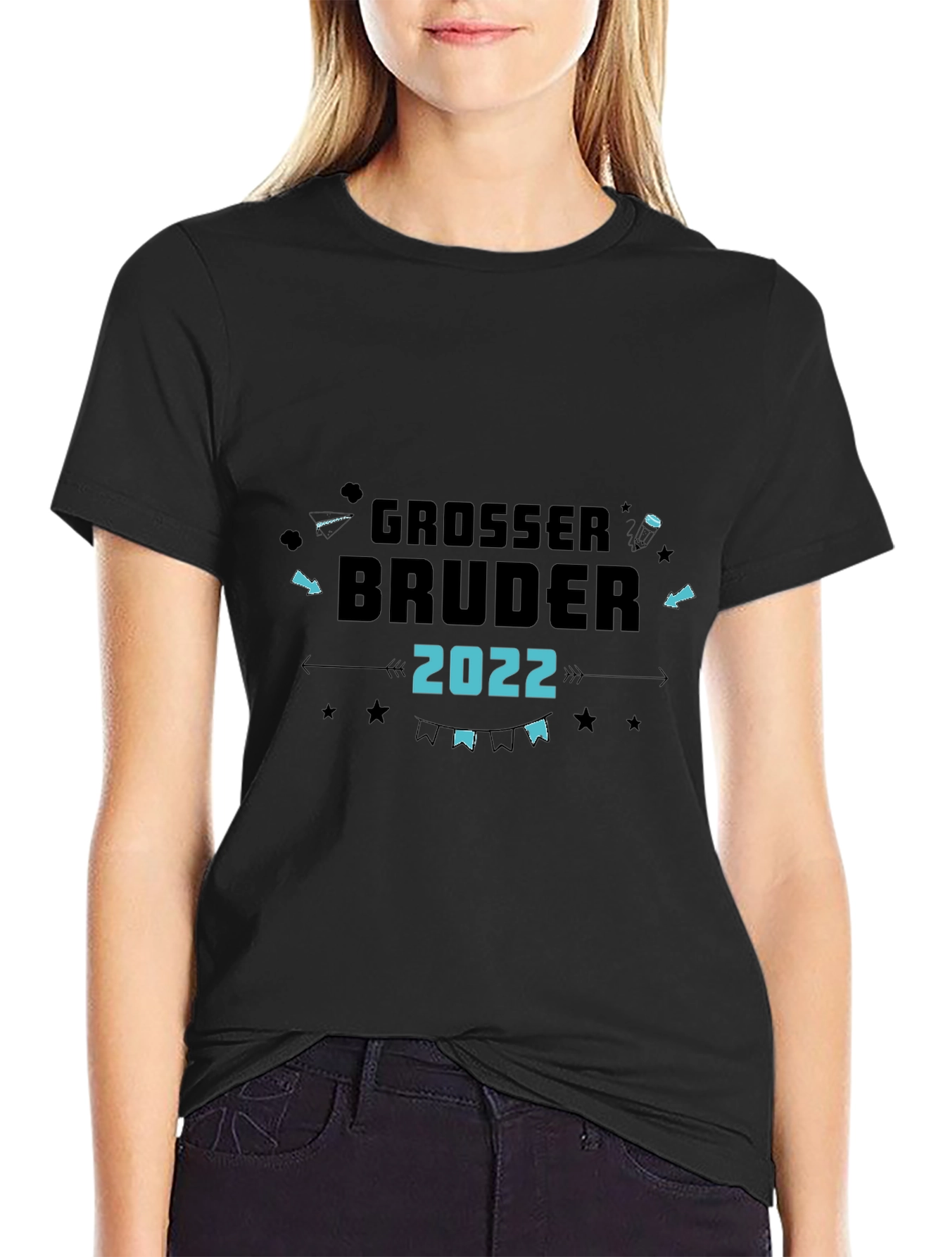 Camiseta Negra Grosser Bruder 2022 para Hermano Mayor