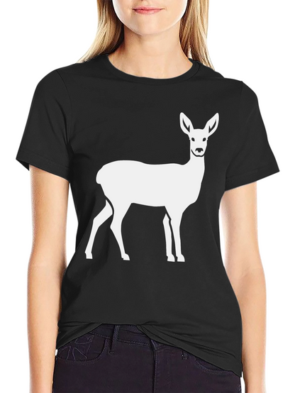 Camiseta Negra con Estampado de Ciervo Blanco