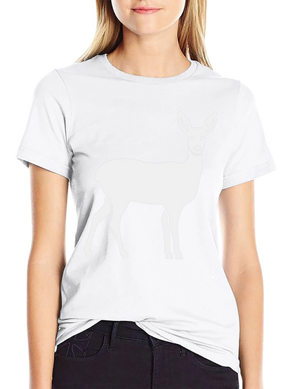 Camiseta Negra con Estampado de Ciervo Blanco