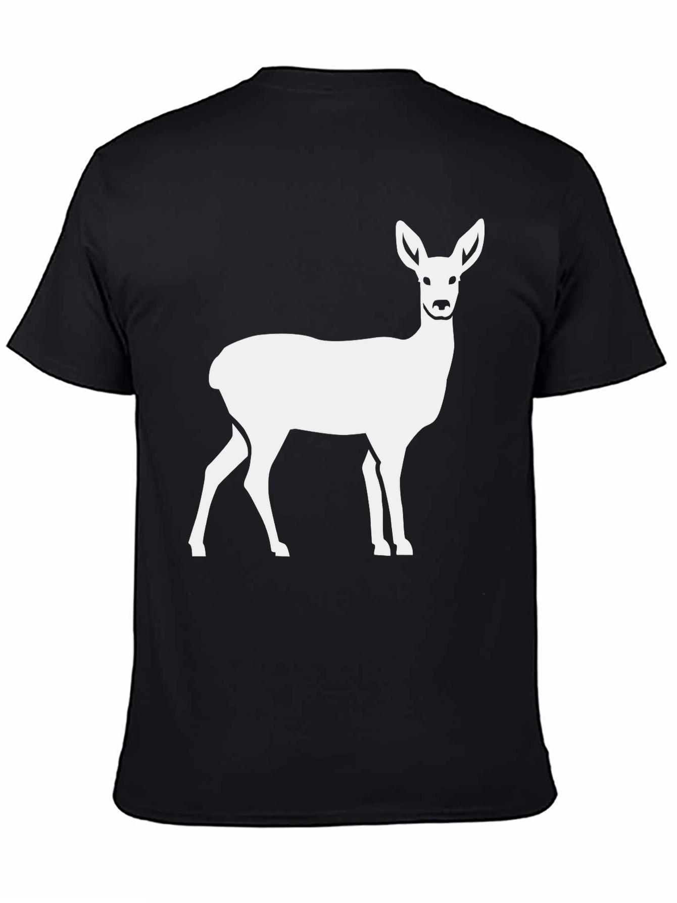 Camiseta Negra con Estampado de Ciervo Blanco
