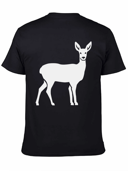 Camiseta Negra con Estampado de Ciervo Blanco
