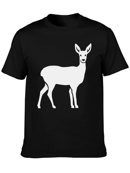 Camiseta Negra con Estampado de Ciervo Blanco