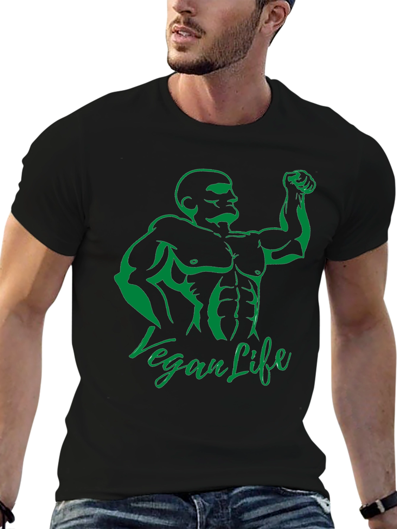 Camiseta Hombre Negra Diseño Vegan Life