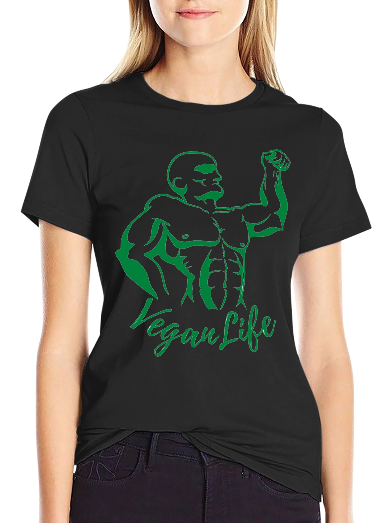Camiseta Hombre Negra Diseño Vegan Life