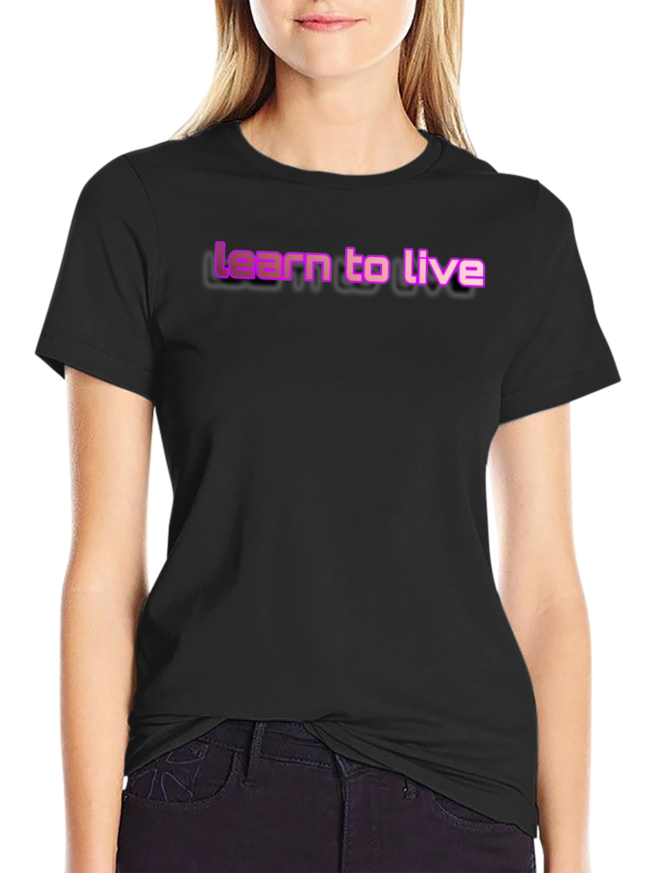 Camiseta Negra con Diseño Learn to Live