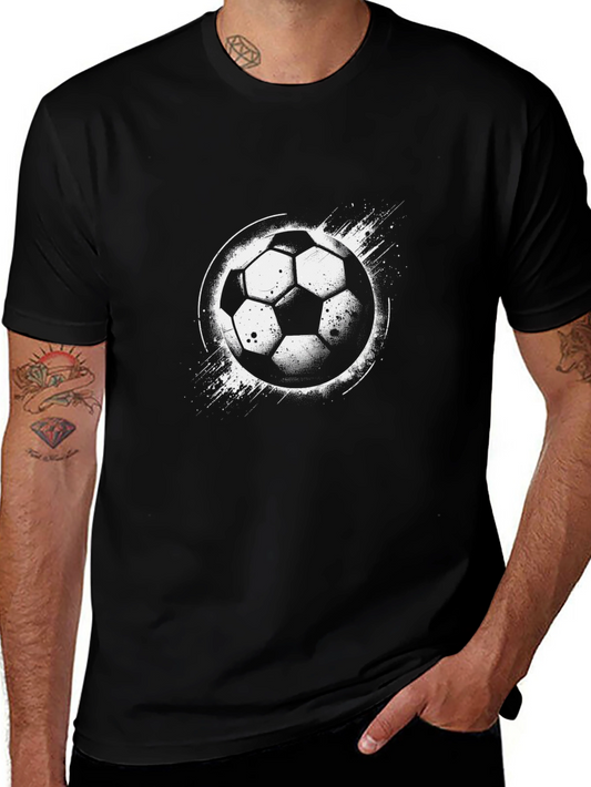 Camiseta Negra con Diseño de Balón de Fútbol