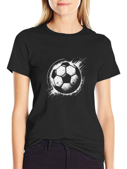 Camiseta Negra con Diseño de Balón de Fútbol