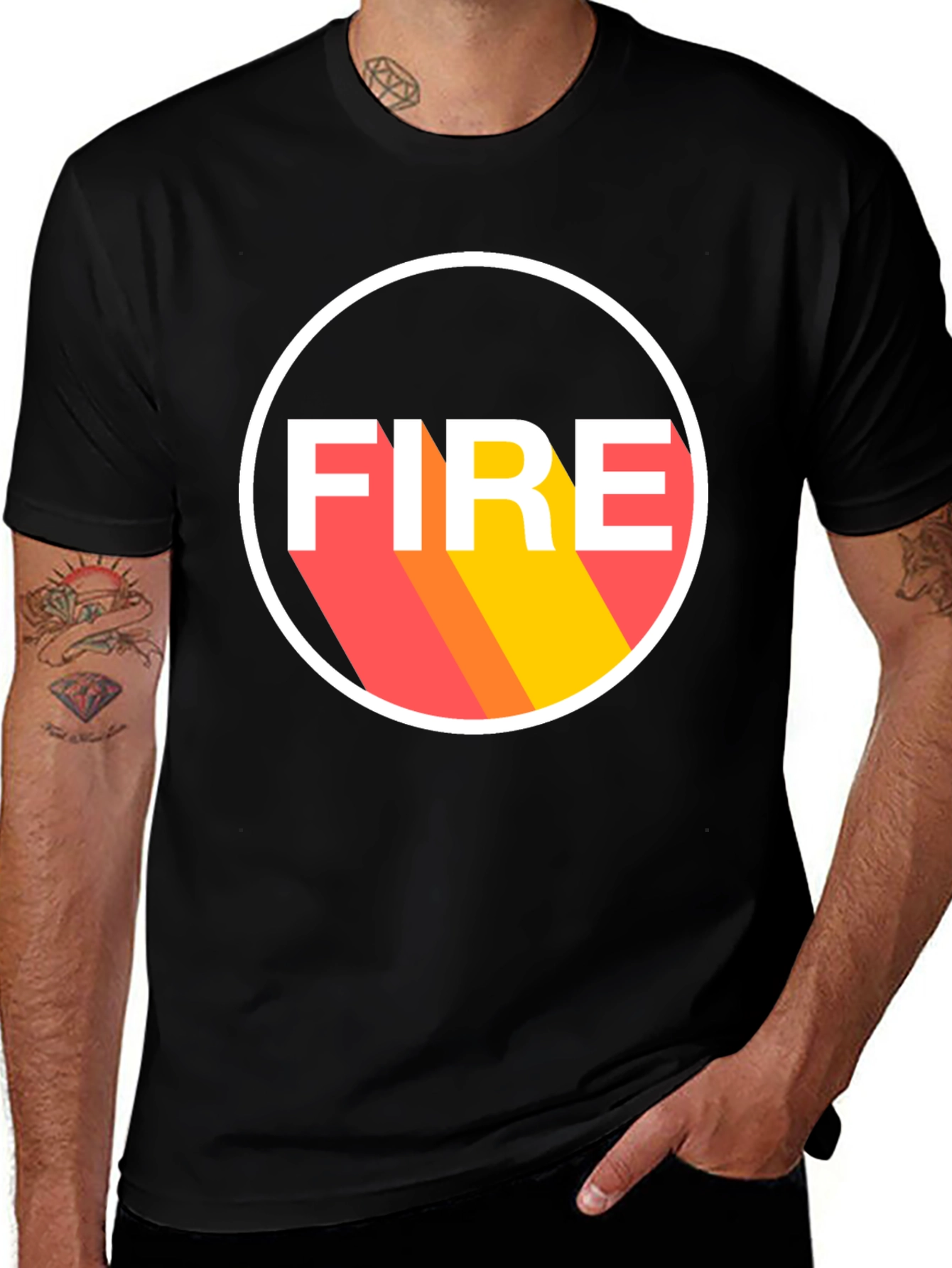 Camiseta Negra FIRE Diseño Retro