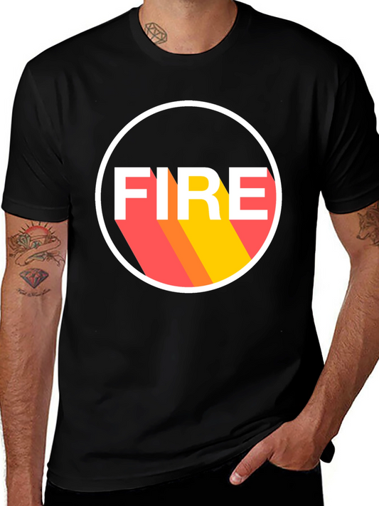 Camiseta Negra FIRE Diseño Retro