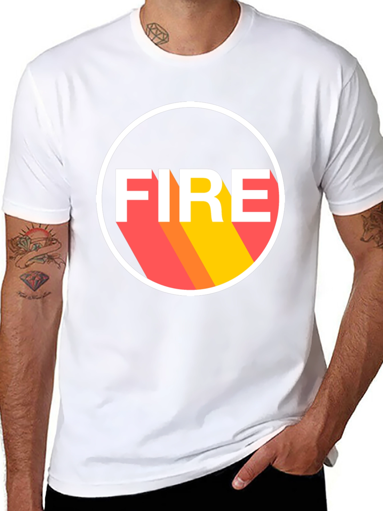 Camiseta Negra FIRE Diseño Retro
