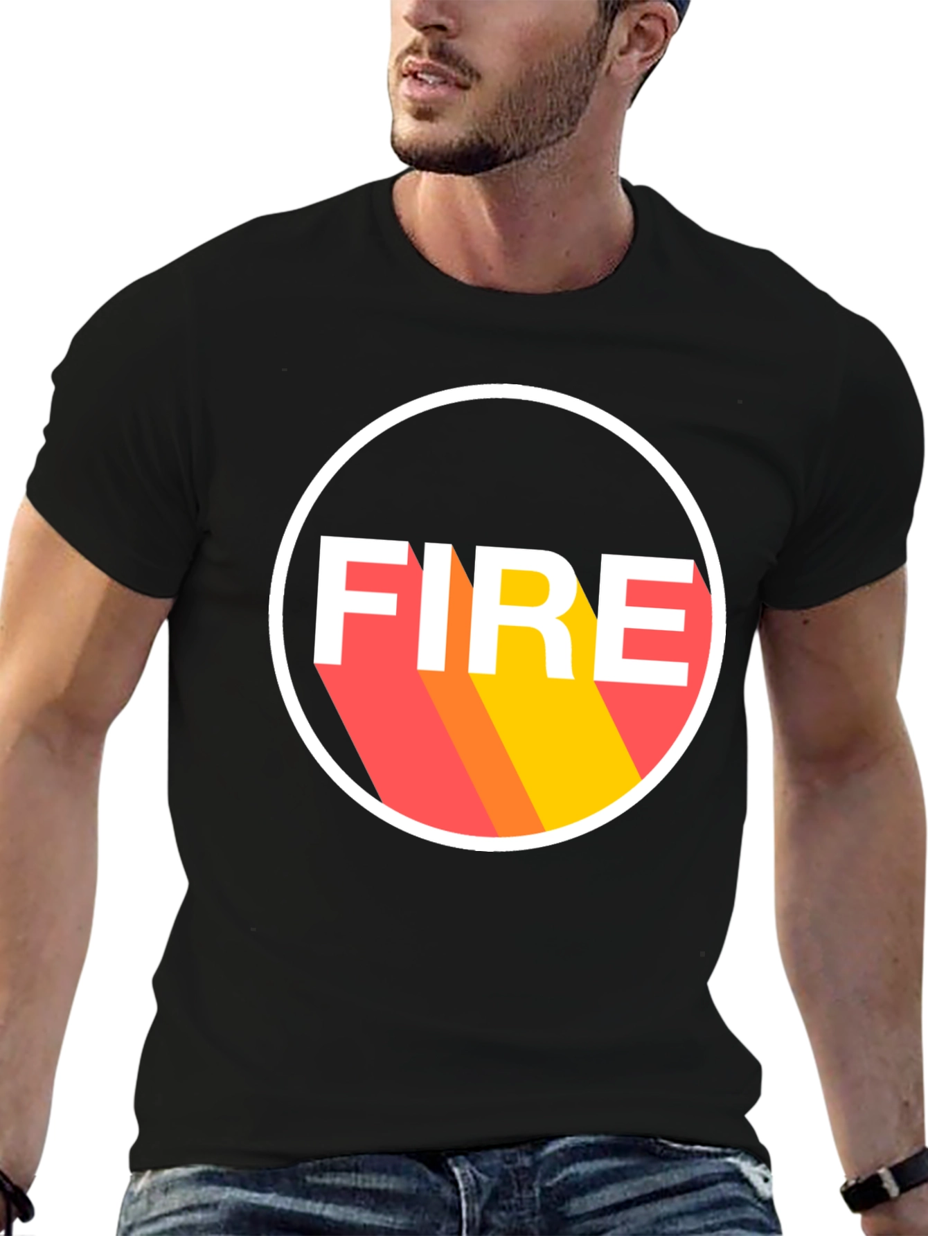 Camiseta Negra FIRE Diseño Retro