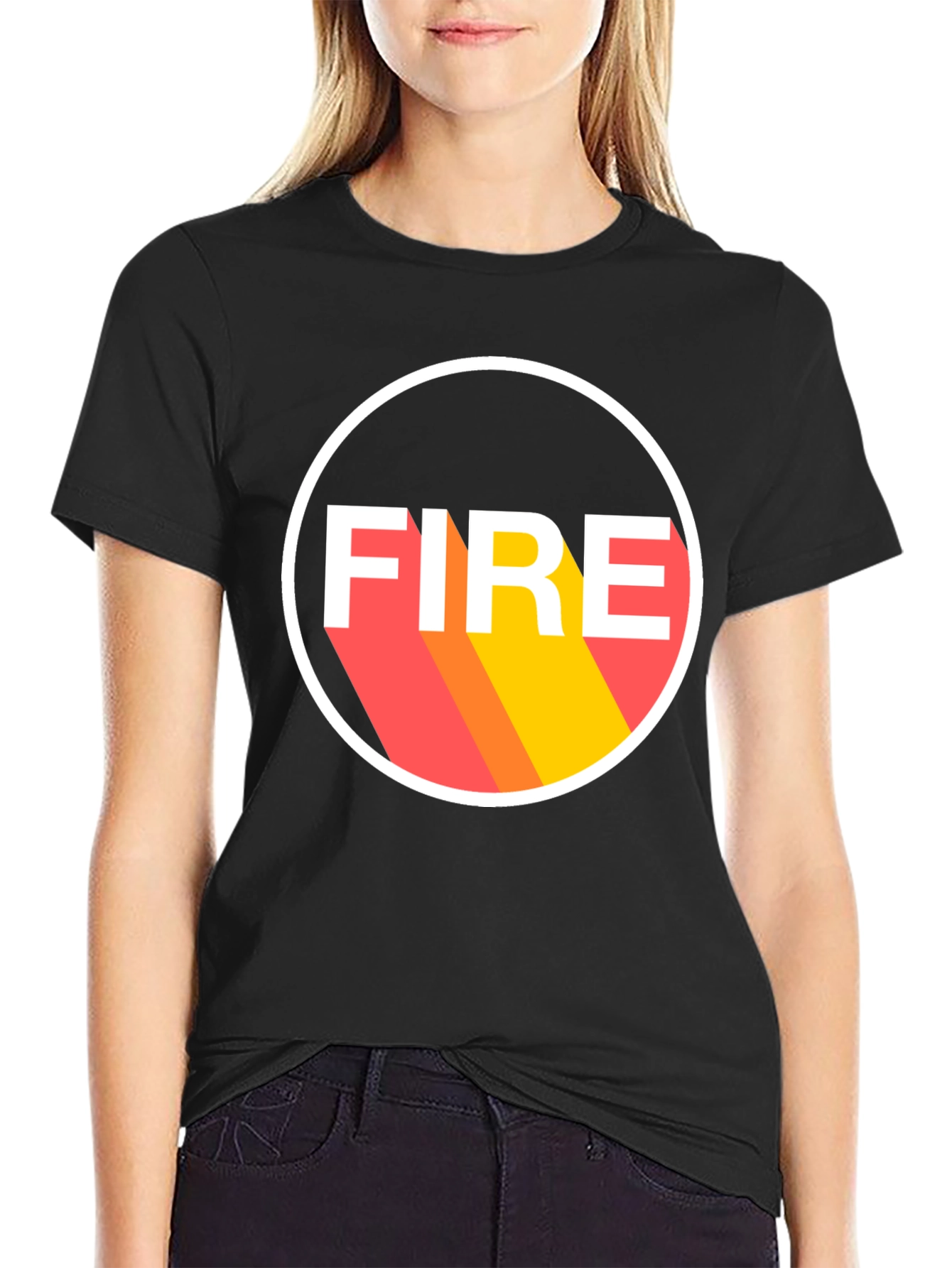 Camiseta Negra FIRE Diseño Retro