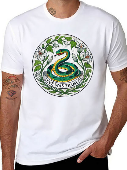 Camiseta Negra con Diseño de Serpiente Eve Was Framed