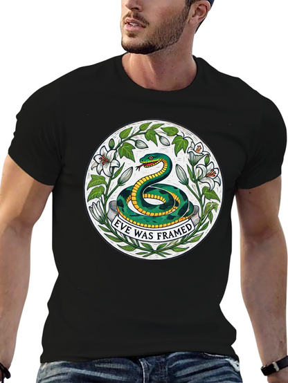 Camiseta Negra con Diseño de Serpiente Eve Was Framed