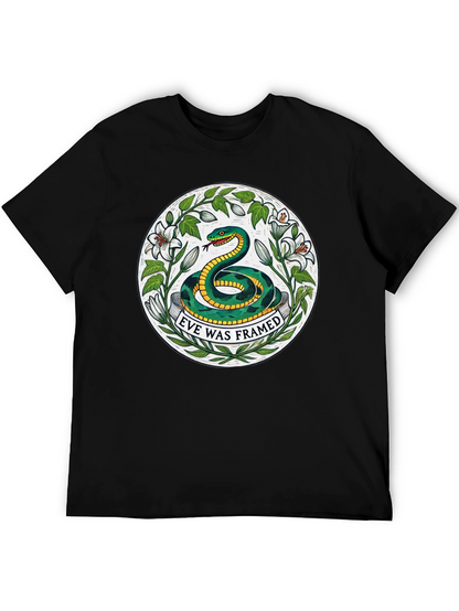 Camiseta Negra con Diseño de Serpiente Eve Was Framed