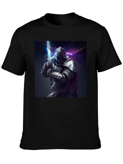 Camiseta Negra Caballero Armadura Espada Fantasía