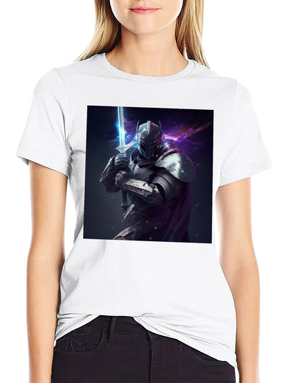 Camiseta Negra Caballero Armadura Espada Fantasía