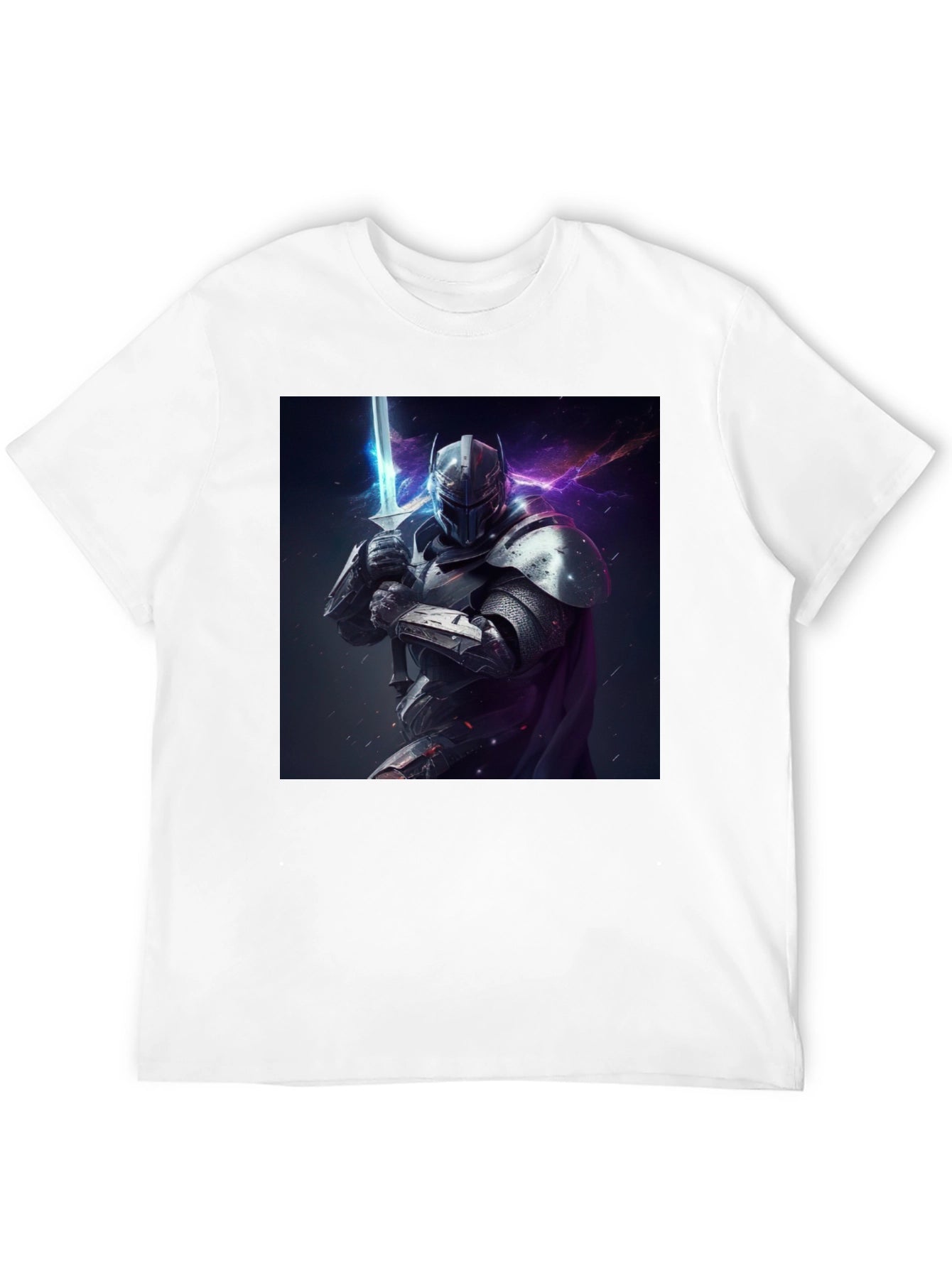 Camiseta Negra Caballero Armadura Espada Fantasía