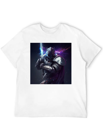 Camiseta Negra Caballero Armadura Espada Fantasía