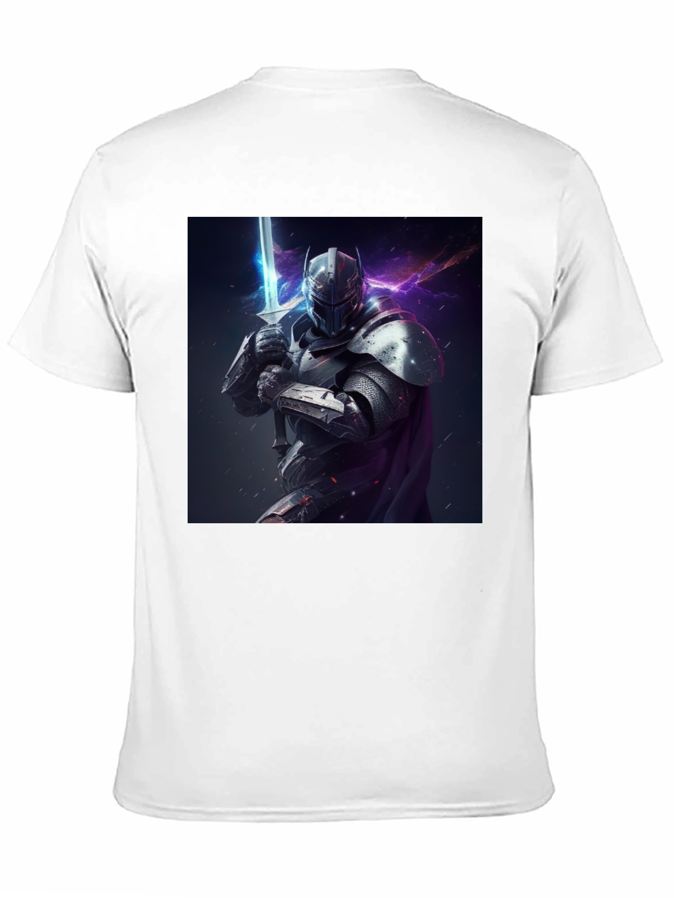 Camiseta Negra Caballero Armadura Espada Fantasía