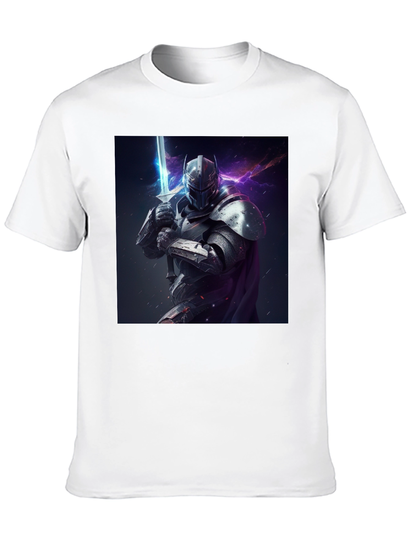 Camiseta Negra Caballero Armadura Espada Fantasía