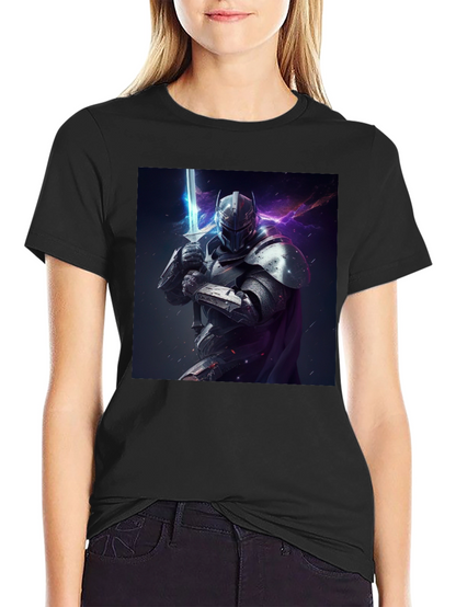 Camiseta Negra Caballero Armadura Espada Fantasía