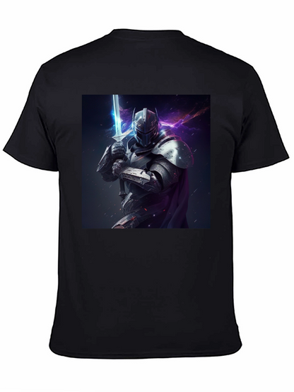 Camiseta Negra Caballero Armadura Espada Fantasía