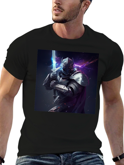 Camiseta Negra Caballero Armadura Espada Fantasía
