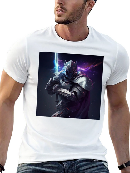Camiseta Negra Caballero Armadura Espada Fantasía