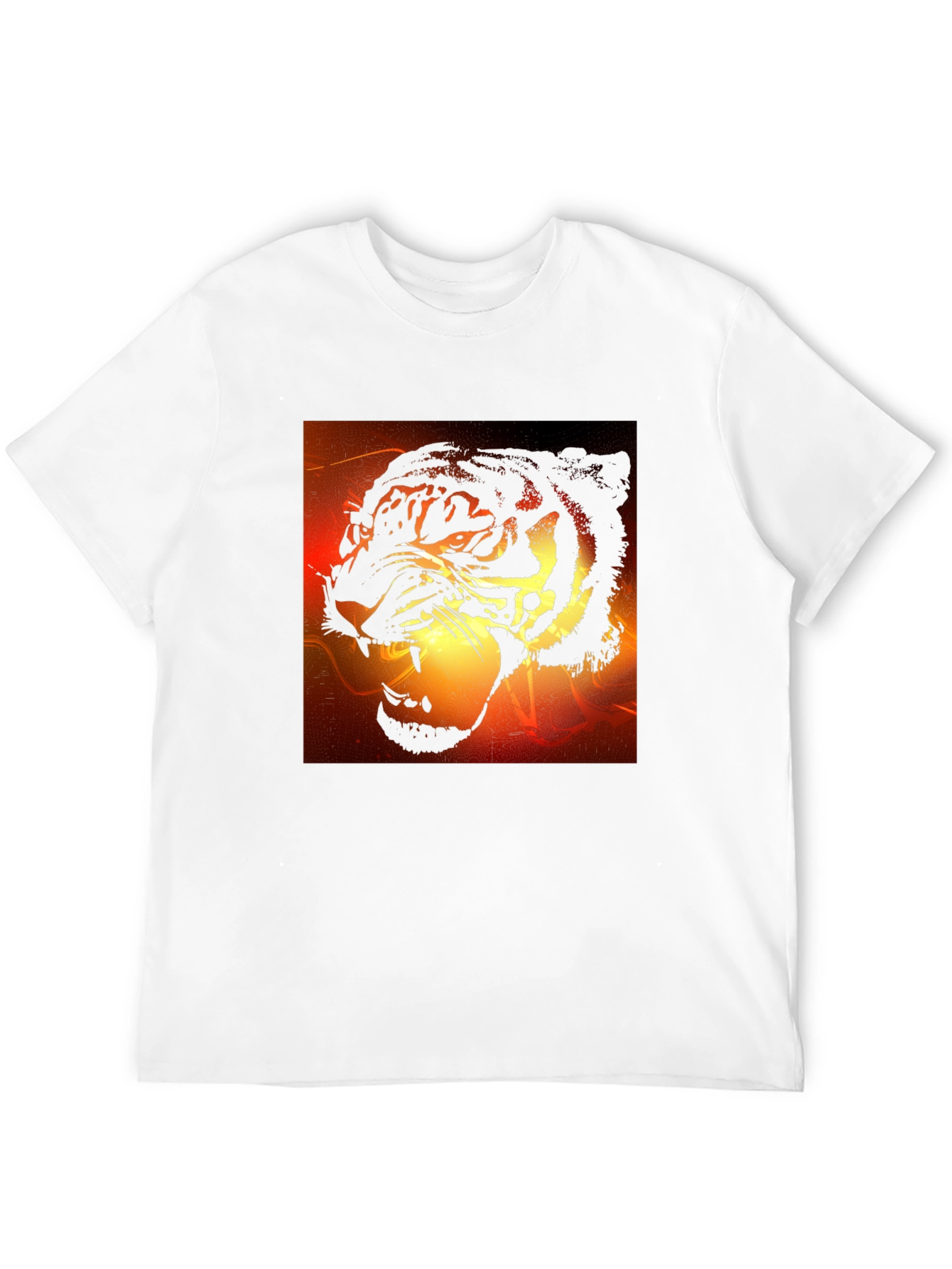 Camiseta Negra Hombre Diseño Tigre Feroz