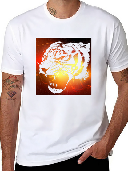 Camiseta Negra Hombre Diseño Tigre Feroz