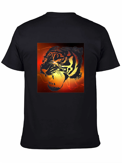 Camiseta Negra Hombre Diseño Tigre Feroz