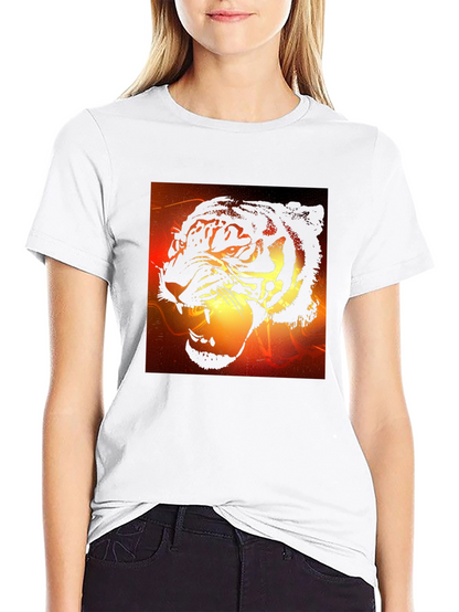 Camiseta Negra Hombre Diseño Tigre Feroz