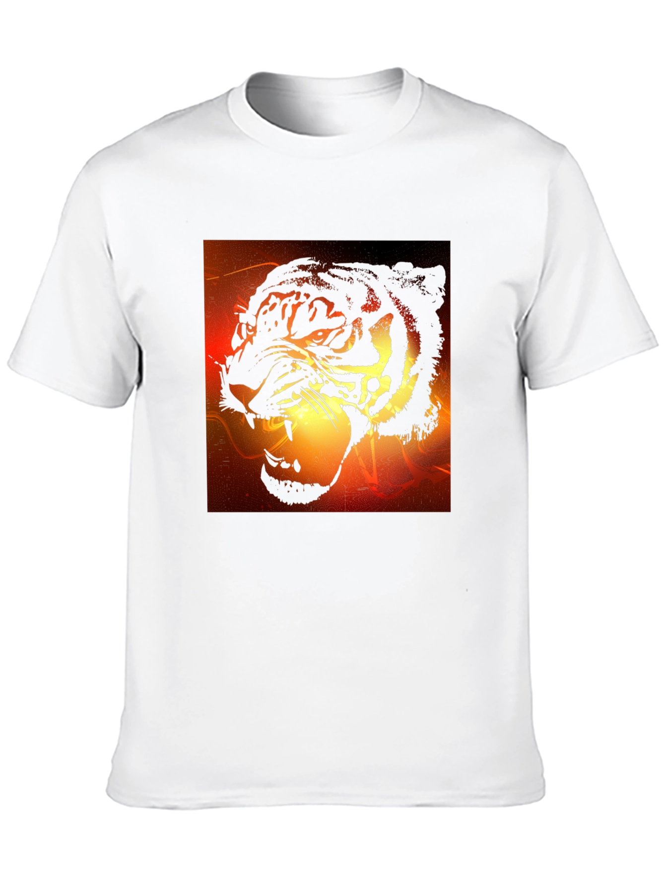 Camiseta Negra Hombre Diseño Tigre Feroz